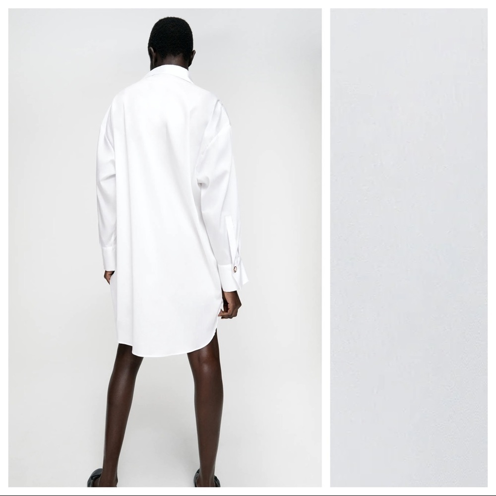 NWOT. Zara White Long Buttoned Shirt. Size M. - Picture 3 of 7
